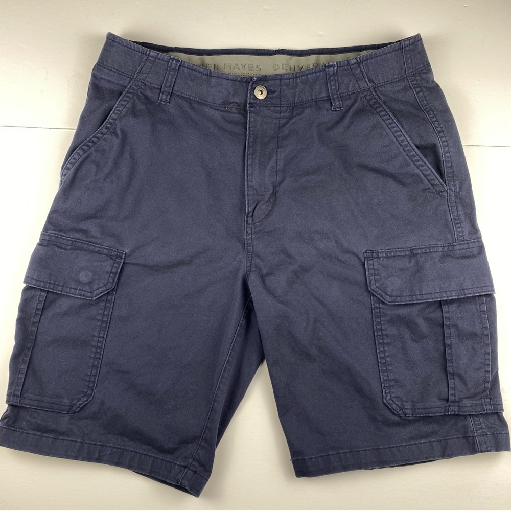 Denver Hayes Men's Cotton Cargo Shorts Sz 34 Summer Casual Navy Blue